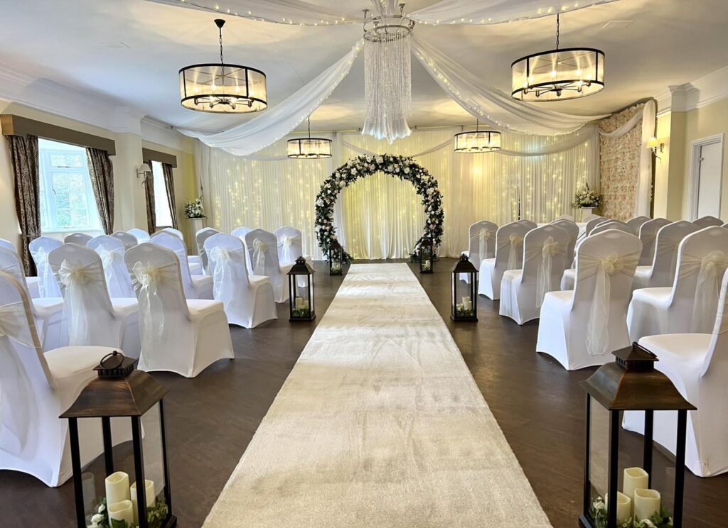 Floral arch, venue dressing, wedding, Wild Pheasant Hotel and Spa, North Wales Wedding